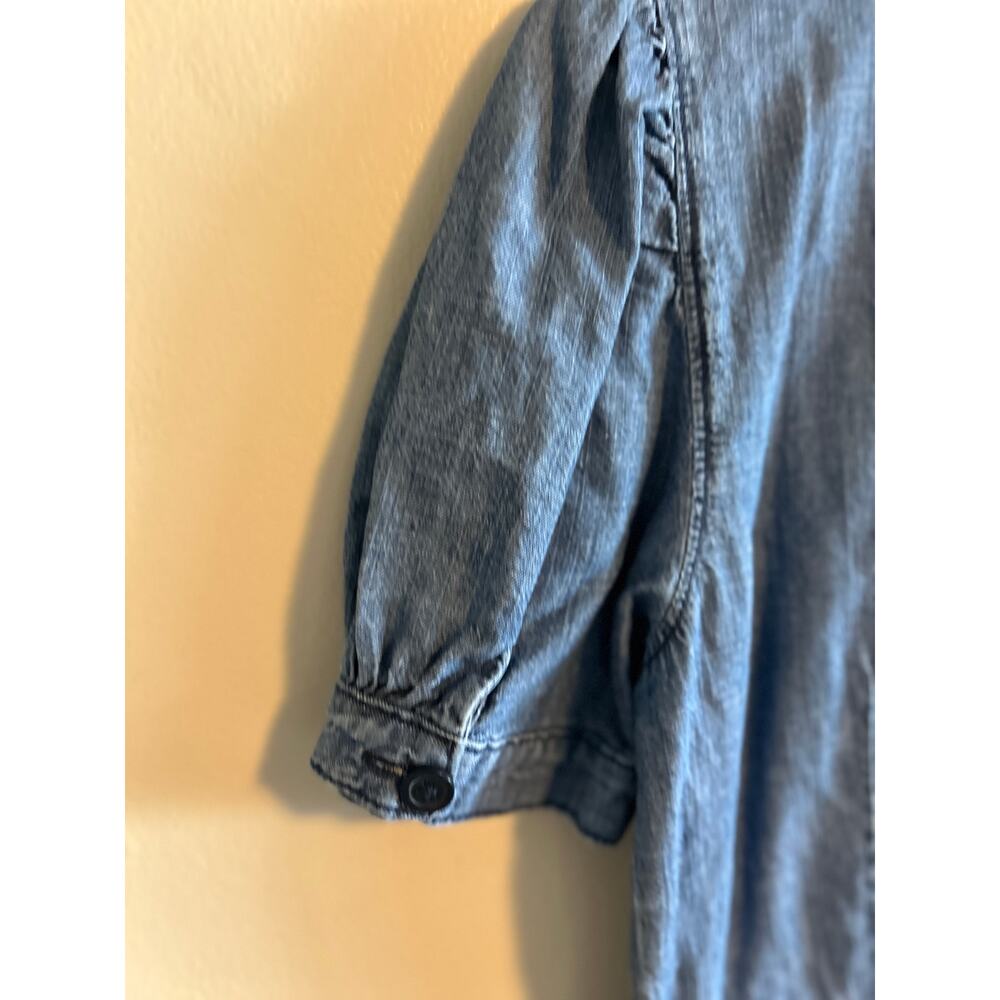 Rachel Parcell Denim Button Front Dress Puff Sleeve Ruffle Hem M - Picture 6 of 9